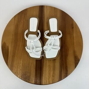 New NWOB Womens Azalea Wang Stetson White Casual Leather Slides Sandals Size 7